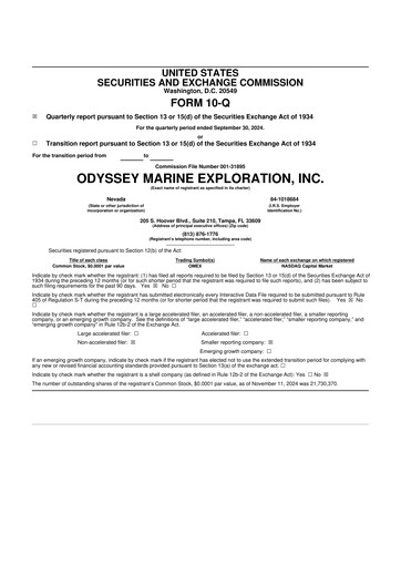 Thumbnail Odyssey Marine Exploration 10-Q Quarterly Report FY2024 
