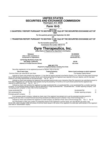 Vorschaubild Gyre Therapeutics 10-Q Quartalsbericht  