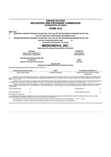 Thumbnail MediciNova 10-Q Quarterly Report FY 