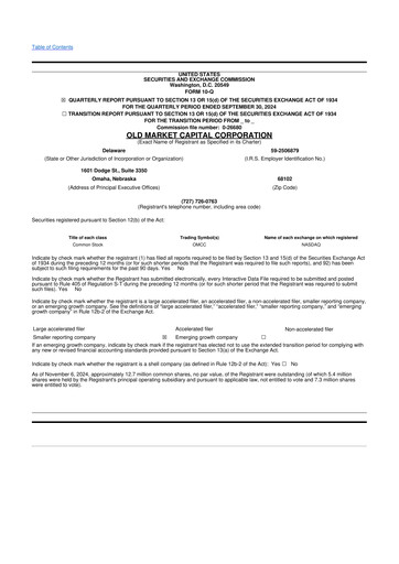 Thumbnail Old Market Capital Corporation 10-Q Quarterly Report FY2024 