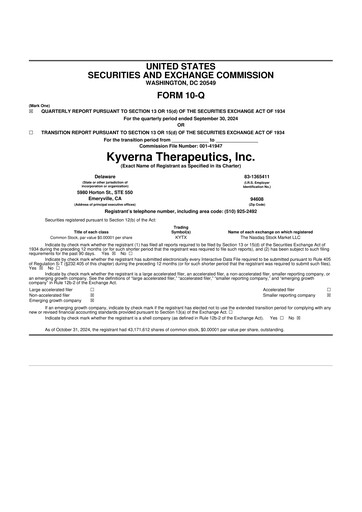 Thumbnail Kyverna Therapeutics 10-Q Quarterly Report FY 