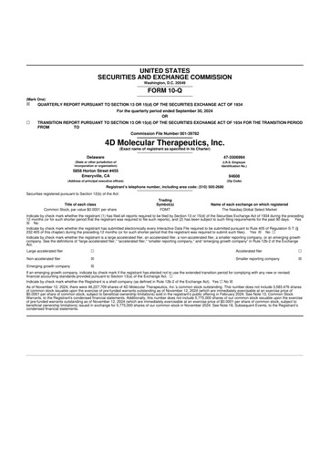 Thumbnail 4D Molecular Therapeutics 10-Q Quarterly Report FY2024 