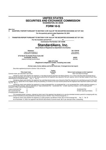 Vorschaubild StandardAero 10-Q Quartalsbericht 2024 