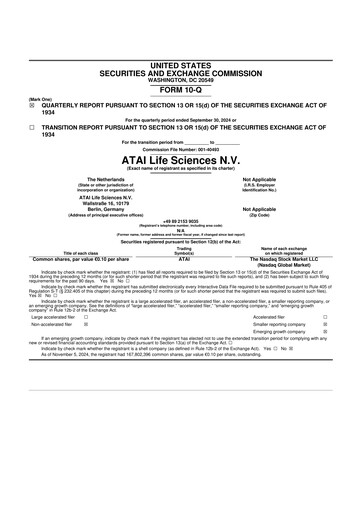 Thumbnail atai Life Sciences 10-Q Quarterly Report FY 