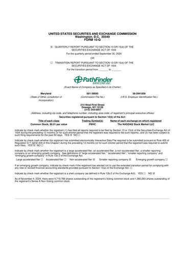 Vorschaubild Pathfinder Bancorp 10-Q Quartalsbericht 2024 