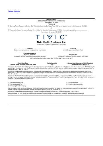 Thumbnail Tivic Health Systems 10-Q Quarterly Report FY2024 