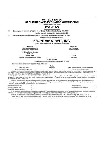 Thumbnail FrontView REIT 10-Q Quarterly Report FY2024 