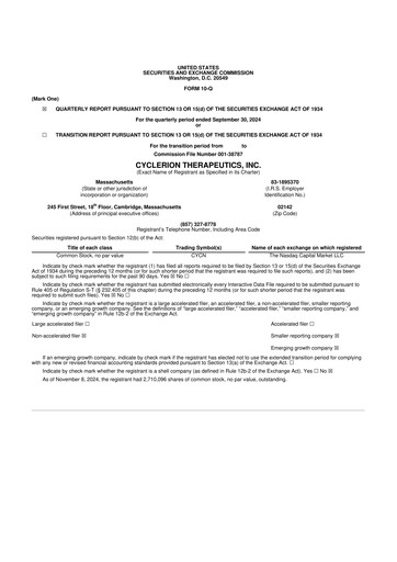 Miniature Cyclerion Therapeutics
 10-Q Rapport trimestriel 2024 