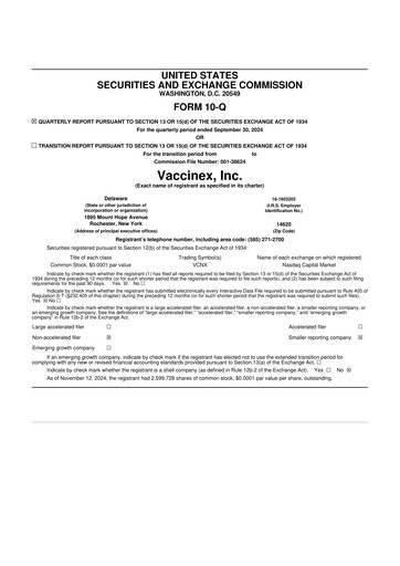 Vorschaubild Vaccinex 10-Q Quartalsbericht 2024 