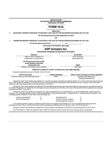 Thumbnail ASP Isotopes 10-Q Quarterly Report FY2024 
