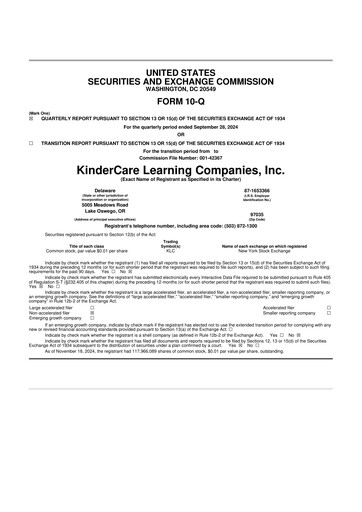 Thumbnail KinderCare Learning Companies 10-Q Quarterly Report FY2024 