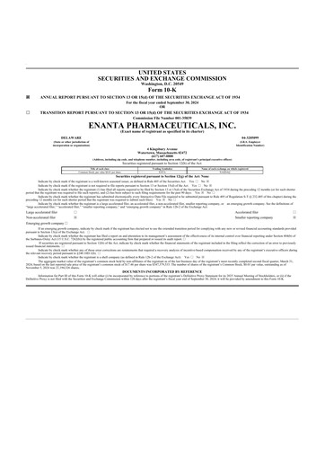 Thumbnail Enanta Pharmaceuticals
 10-K Annual Report 2024