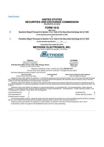 Thumbnail Methode Electronics
 10-Q Quarterly Report FY2025 