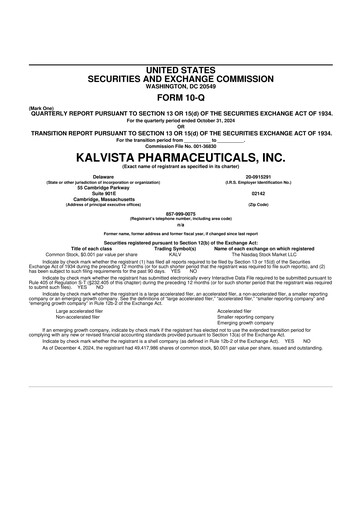 Vorschaubild KalVista Pharmaceuticals 10-Q Quartalsbericht 2025 