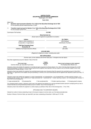 Thumbnail Shoe Carnival
 10-Q Quarterly Report FY2024 