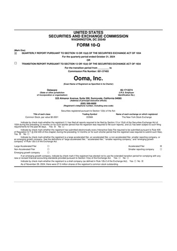 Vorschaubild Ooma 10-Q Quartalsbericht 2025 