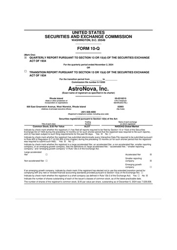 Thumbnail AstroNova, Inc. 10-Q Quarterly Report FY2025 