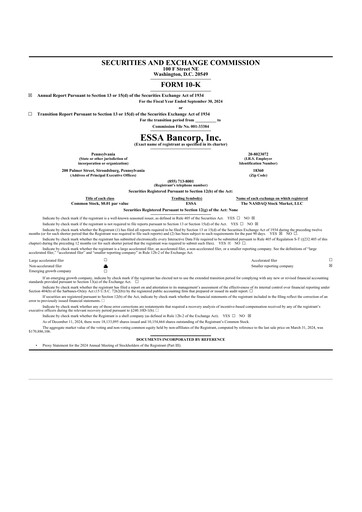 Thumbnail ESSA Bancorp 10-K Annual Report 2024