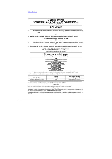 Miniature Birkenstock 20-F Rapport annuel 2024