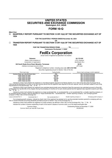 Thumbnail FedEx 10-Q Quarterly Report FY2025 