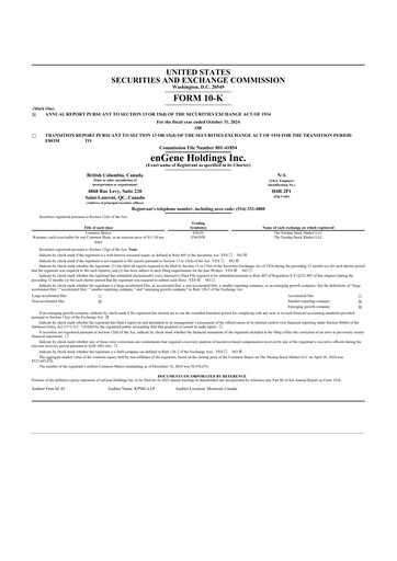 Thumbnail enGene 10-K Annual Report 2024