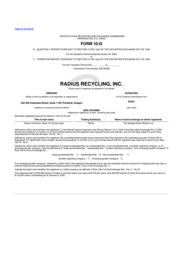 Thumbnail Radius Recycling 10-Q Quarterly Report FY2025 
