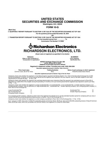 Thumbnail Richardson Electronics 10-Q Quarterly Report FY2025 