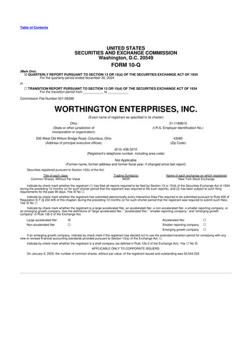 Miniature Worthington Enterprises 10-Q Rapport trimestriel 2025 