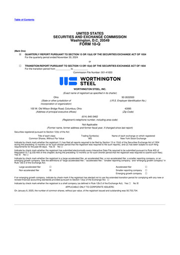 Thumbnail Worthington Steel 10-Q Quarterly Report FY2025 