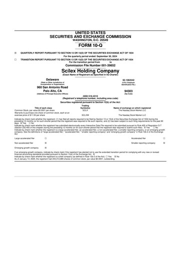 Miniature Scilex Holding 10-Q Rapport trimestriel 2024 