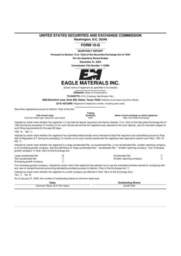 Thumbnail Eagle Materials
 10-Q Quarterly Report FY2024 