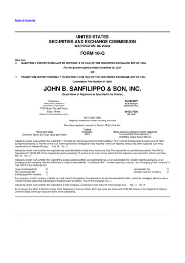 Thumbnail John B. Sanfilippo & Son 10-Q Quarterly Report FY2024 