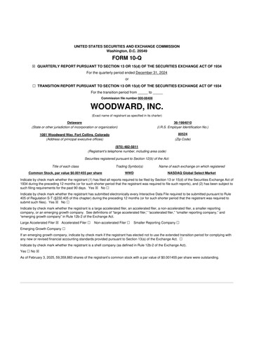 Thumbnail Woodward 10-Q Quarterly Report FY2025 