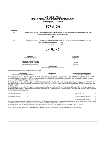 Thumbnail Unifi 10-Q Quarterly Report FY2025 