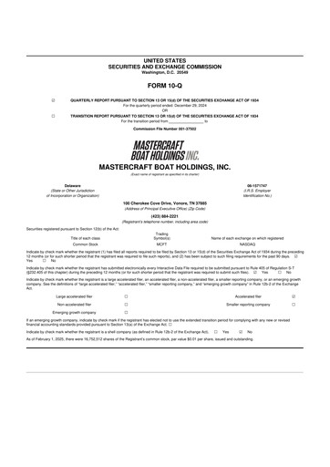 Thumbnail MasterCraft Boat 10-Q Quarterly Report FY2024 