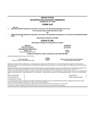 Thumbnail Leslie's 10-Q Quarterly Report FY2025 