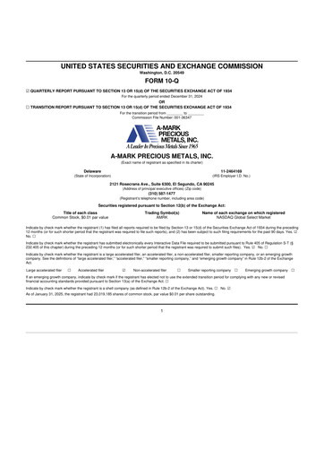 Thumbnail A-Mark Precious Metals 10-Q Quarterly Report FY2025 