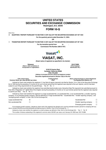 Thumbnail ViaSat 10-Q Quarterly Report FY2025 