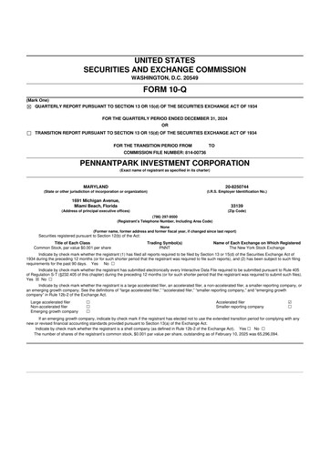 Thumbnail PennantPark Investment 10-Q Quarterly Report FY2024 