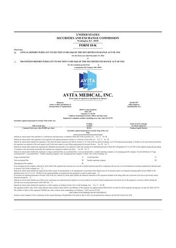 Thumbnail AVITA Medical
 10-K Annual Report 2024