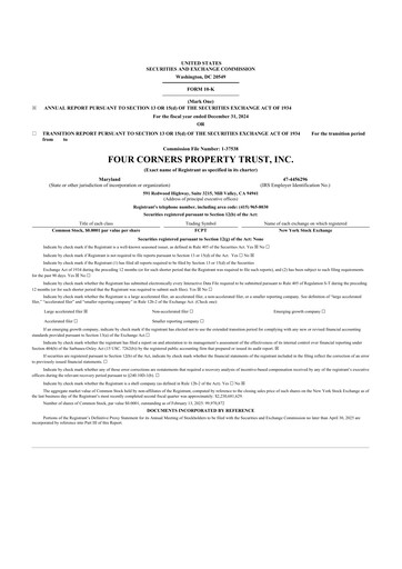 Thumbnail Four Corners Property Trust 10-K Annual Report 2024