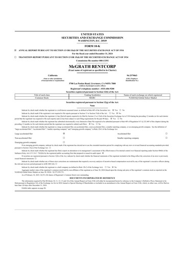 Thumbnail McGrath RentCorp
 10-K Annual Report 2024