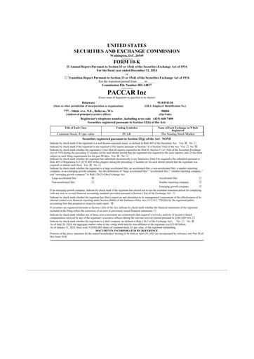 Thumbnail Paccar 10-K Annual Report 2024