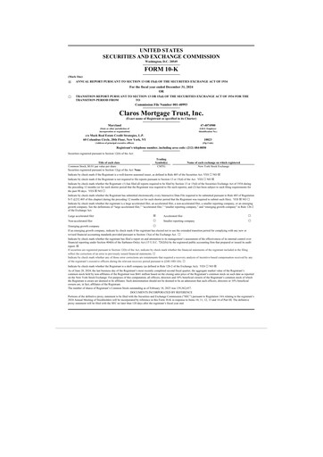 Thumbnail Claros Mortgage Trust 10-K Annual Report 2024