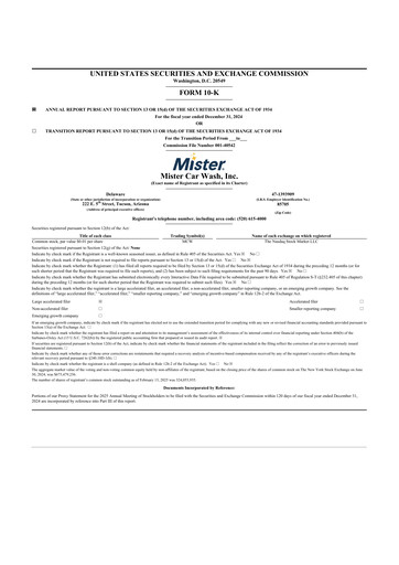 Thumbnail Mister Car Wash 10-K Annual Report 2024