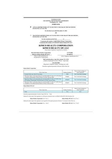 Thumbnail Kimco Realty
 10-K Annual Report 