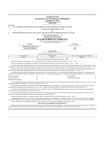 Thumbnail STAAR Surgical 10-K Annual Report 2024
