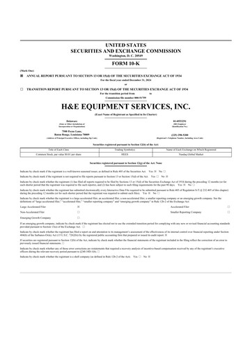 Thumbnail H&E Equipment Services 10-K Annual Report 2024
