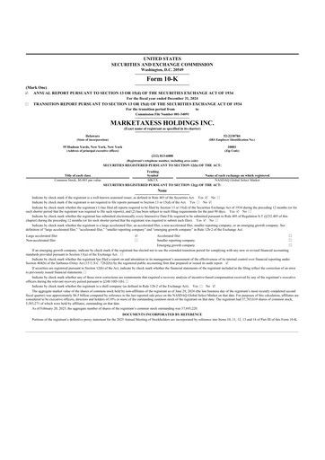 Thumbnail MarketAxess
 10-K Annual Report 2024