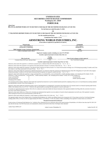 Thumbnail Armstrong World Industries
 10-K Annual Report 2024